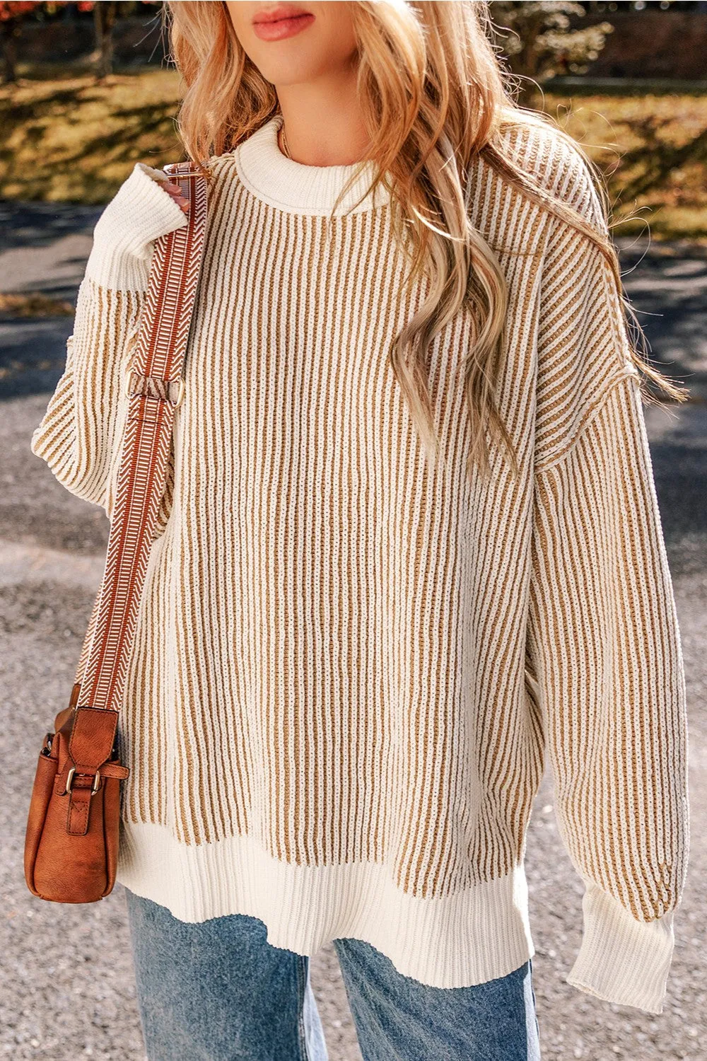 Round Neck Dropped Shoulder Sweater | Winter Fashion | Oversized Sweater