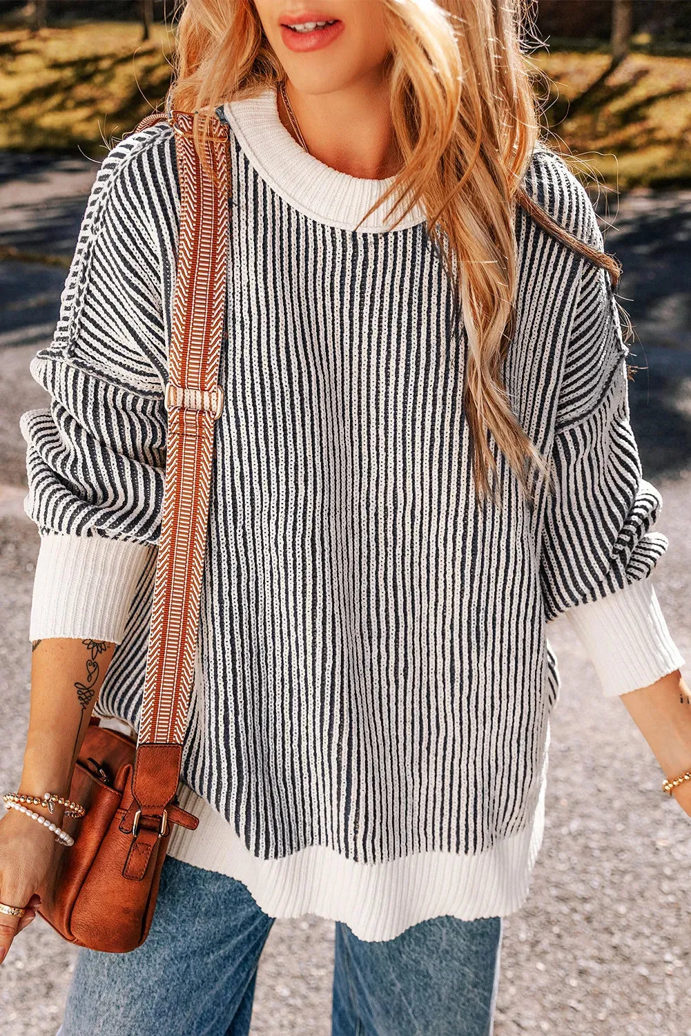 Round Neck Dropped Shoulder Sweater | Winter Fashion | Oversized Sweater