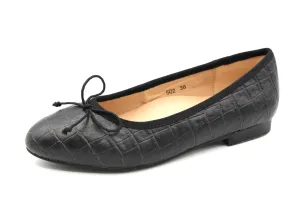 Ruby  Black Croc Ballet Flat With Bow 502