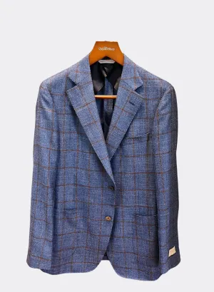 Samuelsohn Blue & Brown Windowpane Jacket