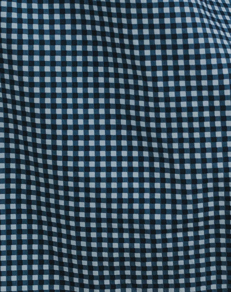 Sanjina Midi Skirt in Mini Dark Blue Gingham