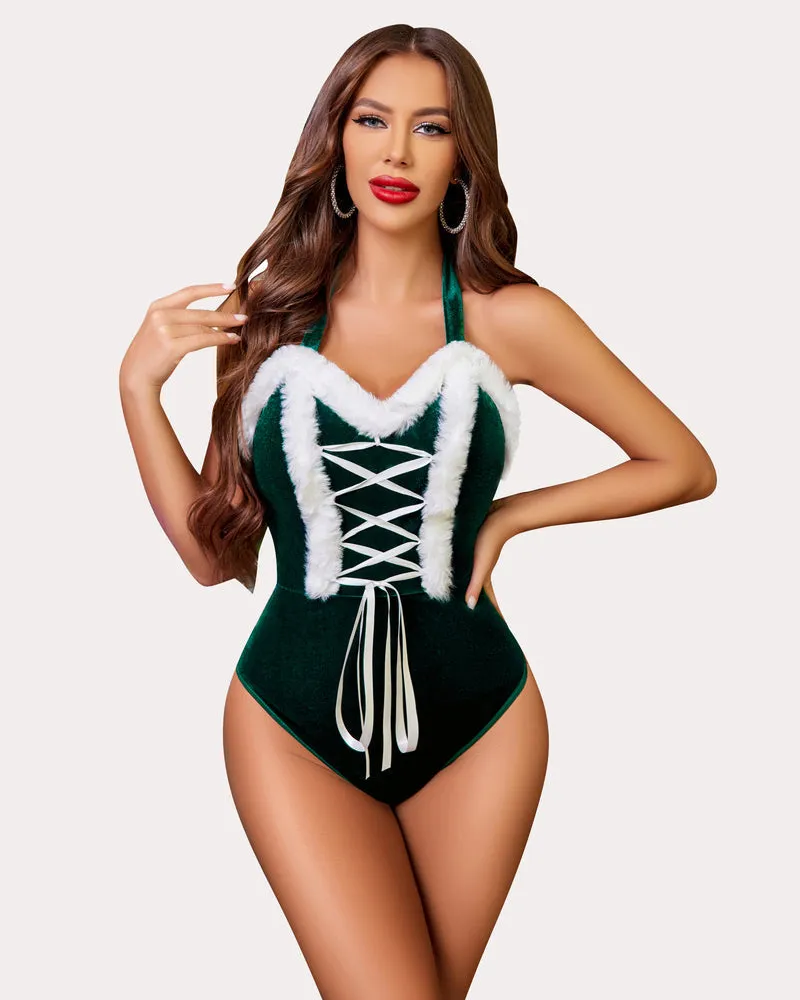 Santa Teddy Lingerie Criss Cross One Piece