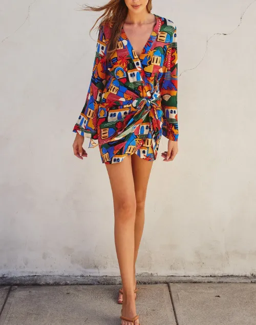 Santorini Mini Wrap Dress