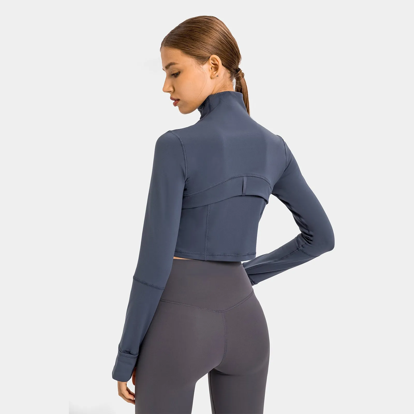 Seamless Flow Zip-Up Front Cropped Sports Top