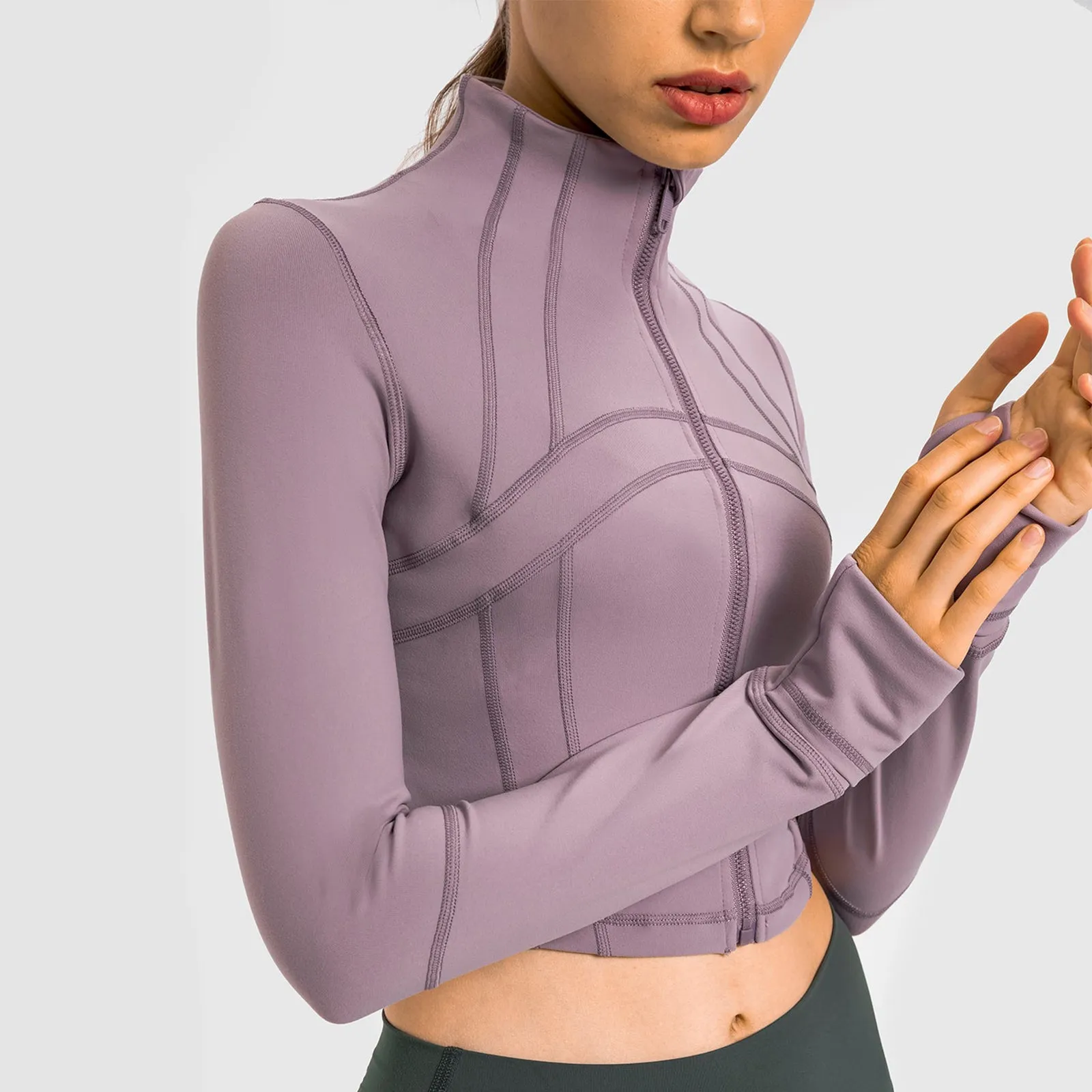 Seamless Flow Zip-Up Front Cropped Sports Top