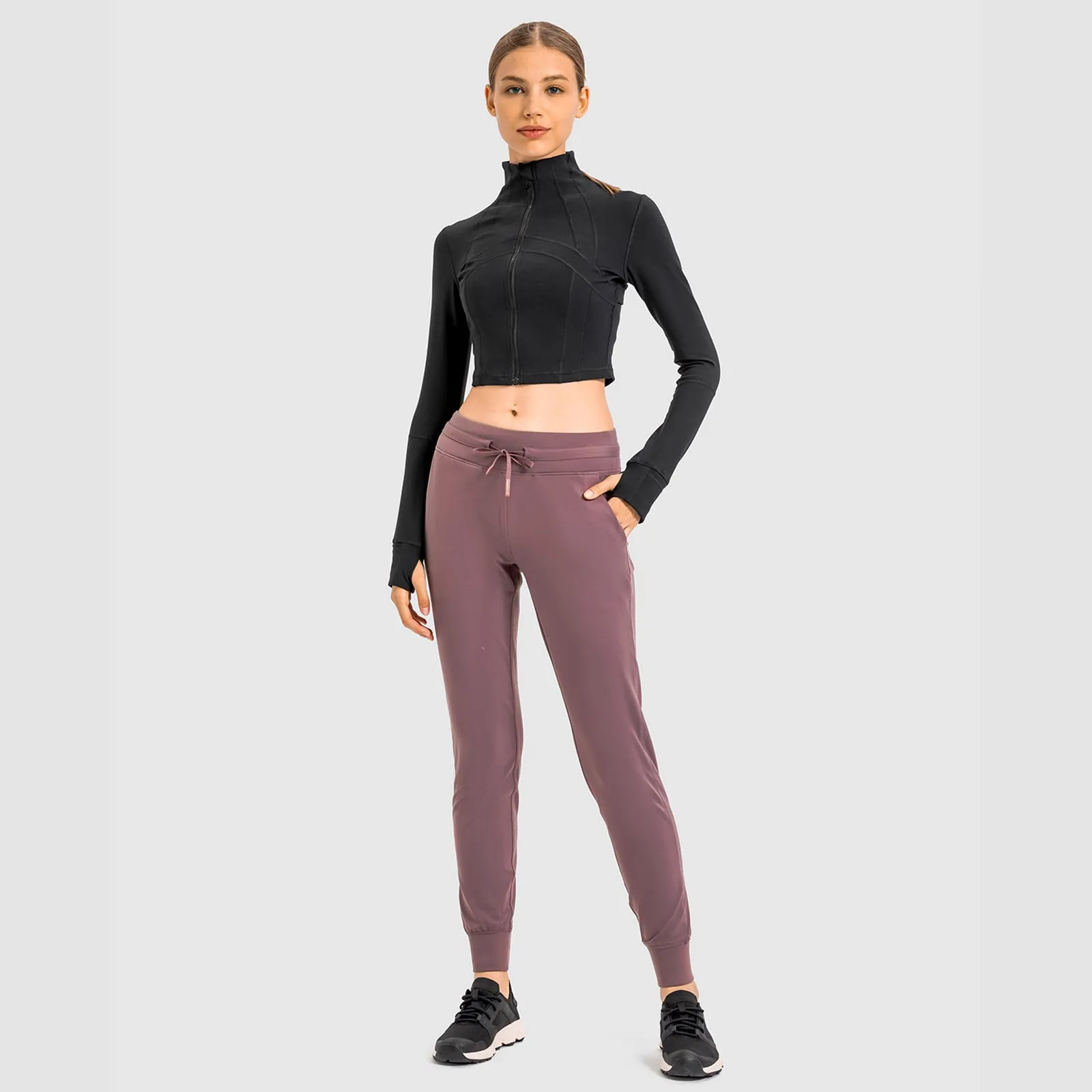 Seamless Flow Zip-Up Front Cropped Sports Top