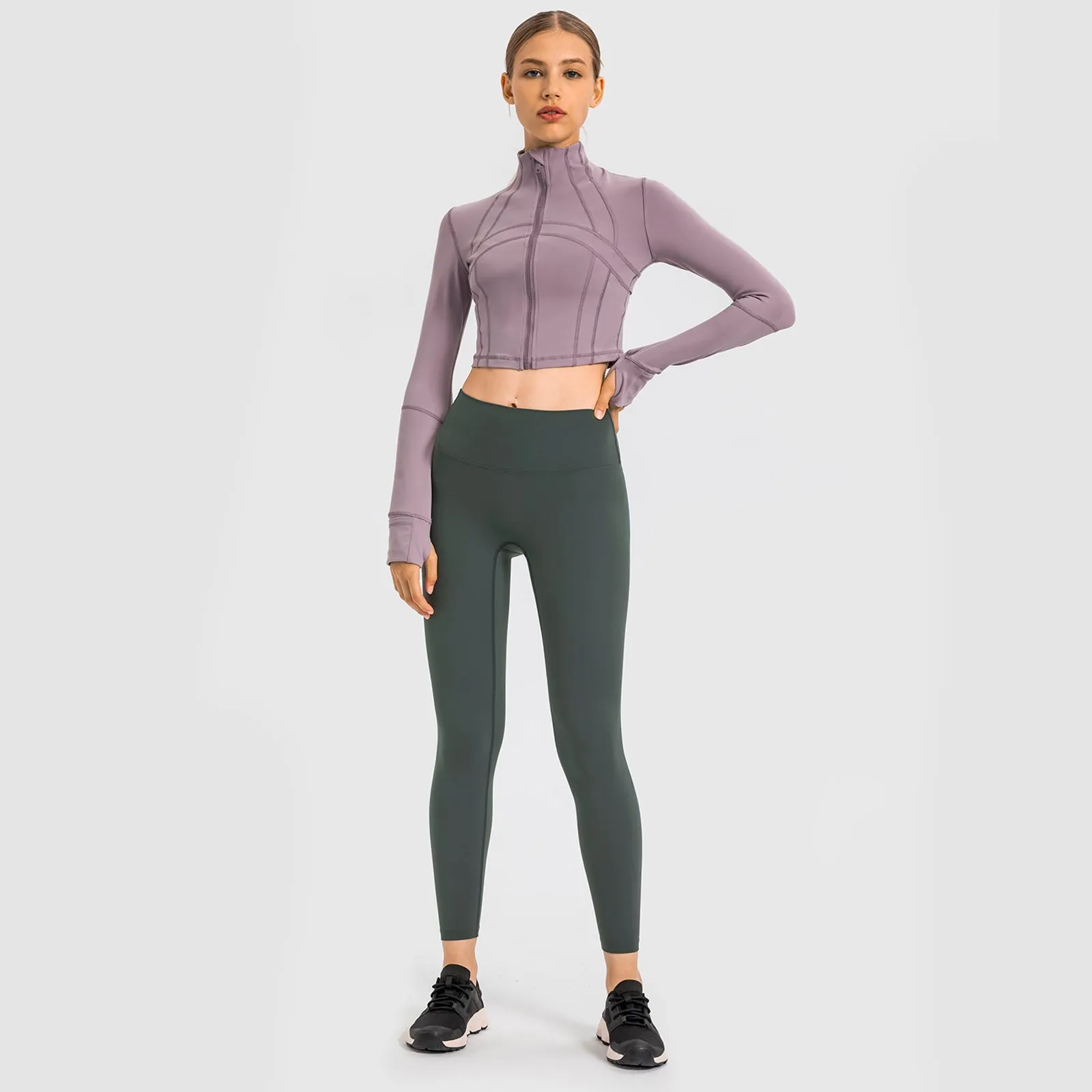 Seamless Flow Zip-Up Front Cropped Sports Top