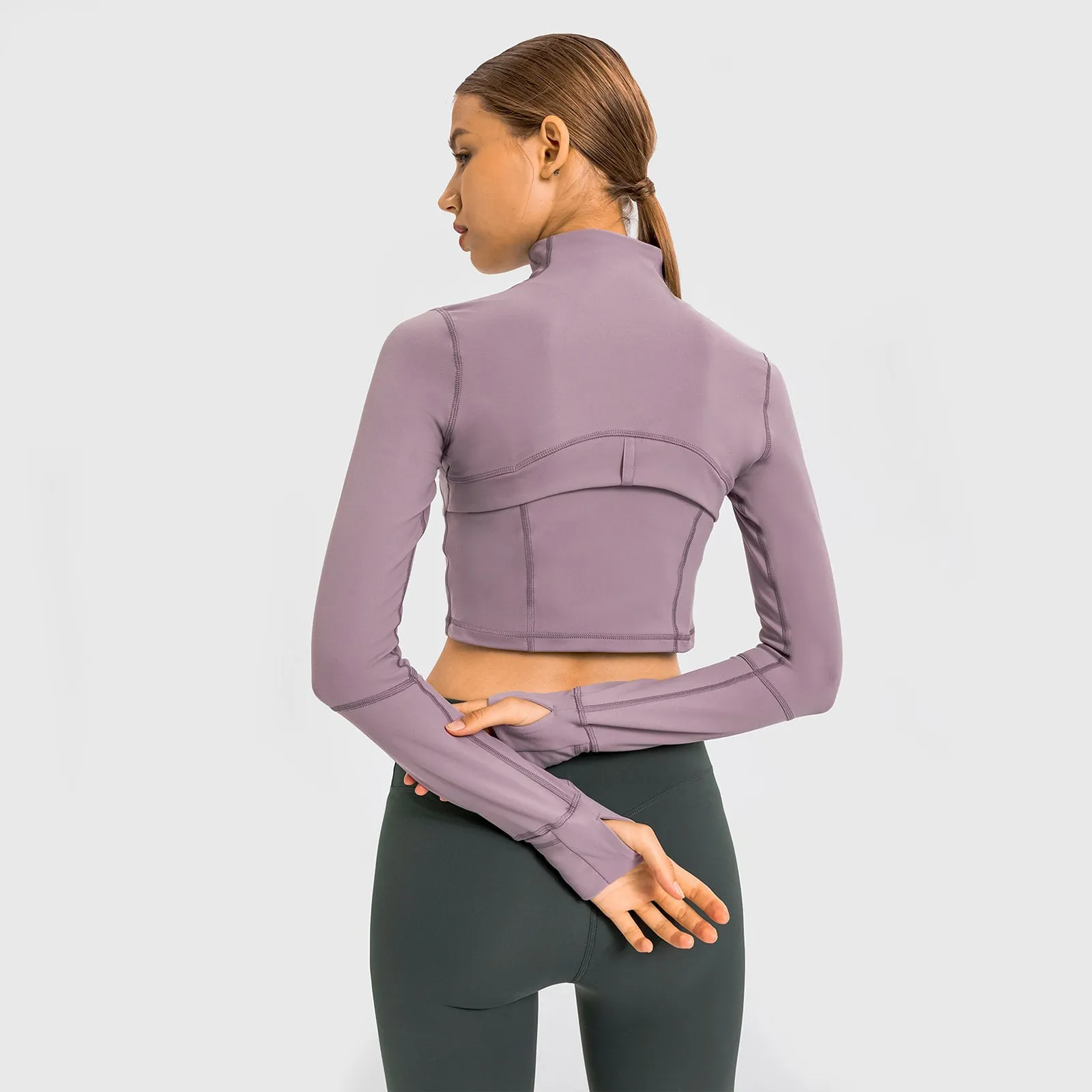 Seamless Flow Zip-Up Front Cropped Sports Top