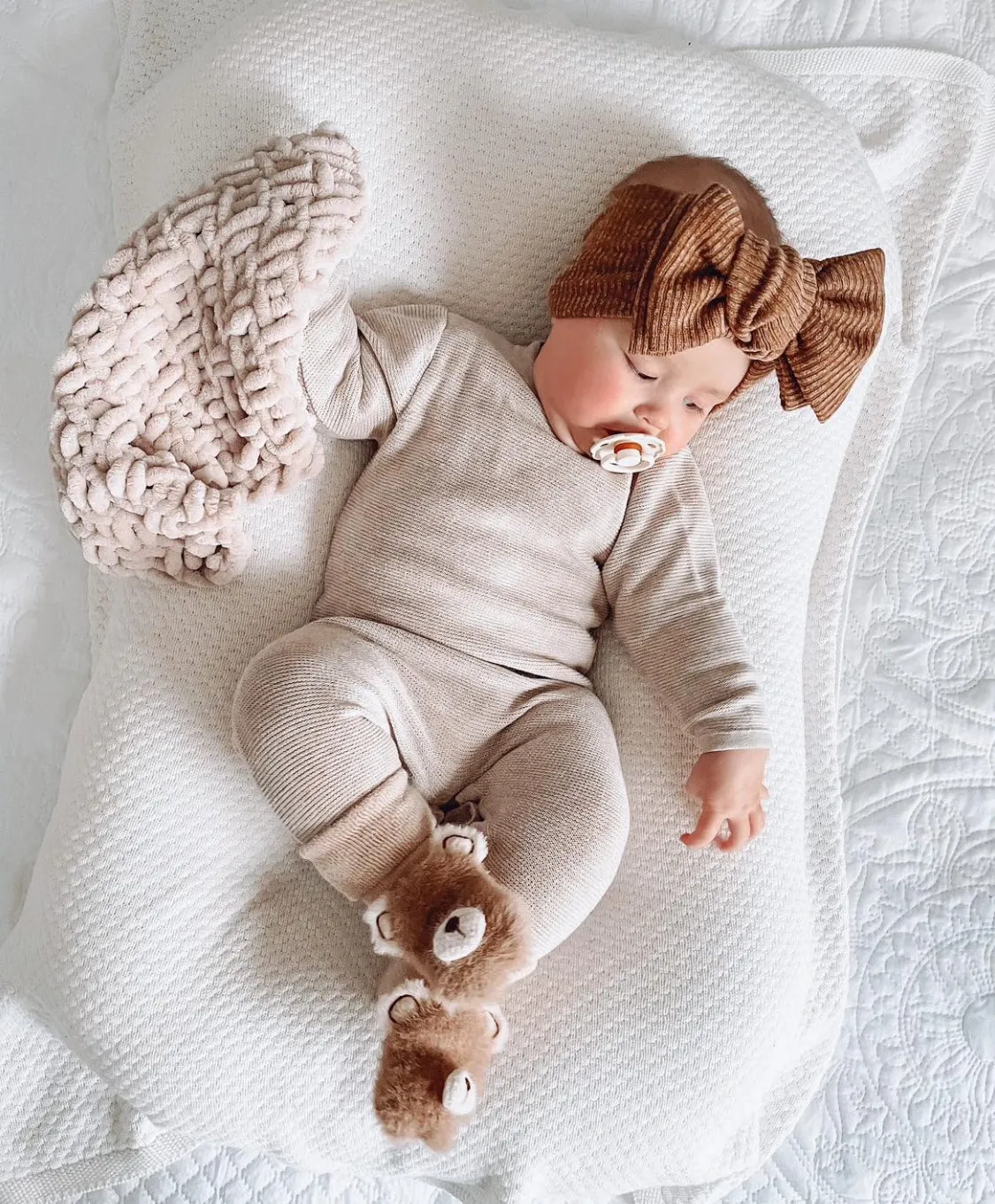 Sleepy Teddy Baby Socks- Beige