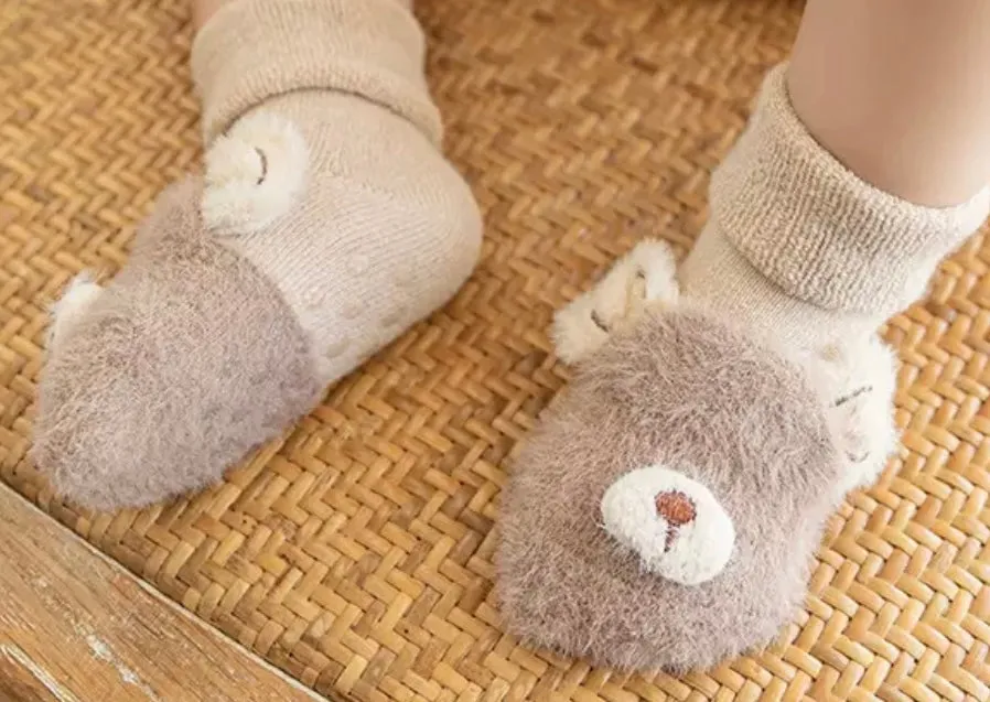 Sleepy Teddy Baby Socks- Beige