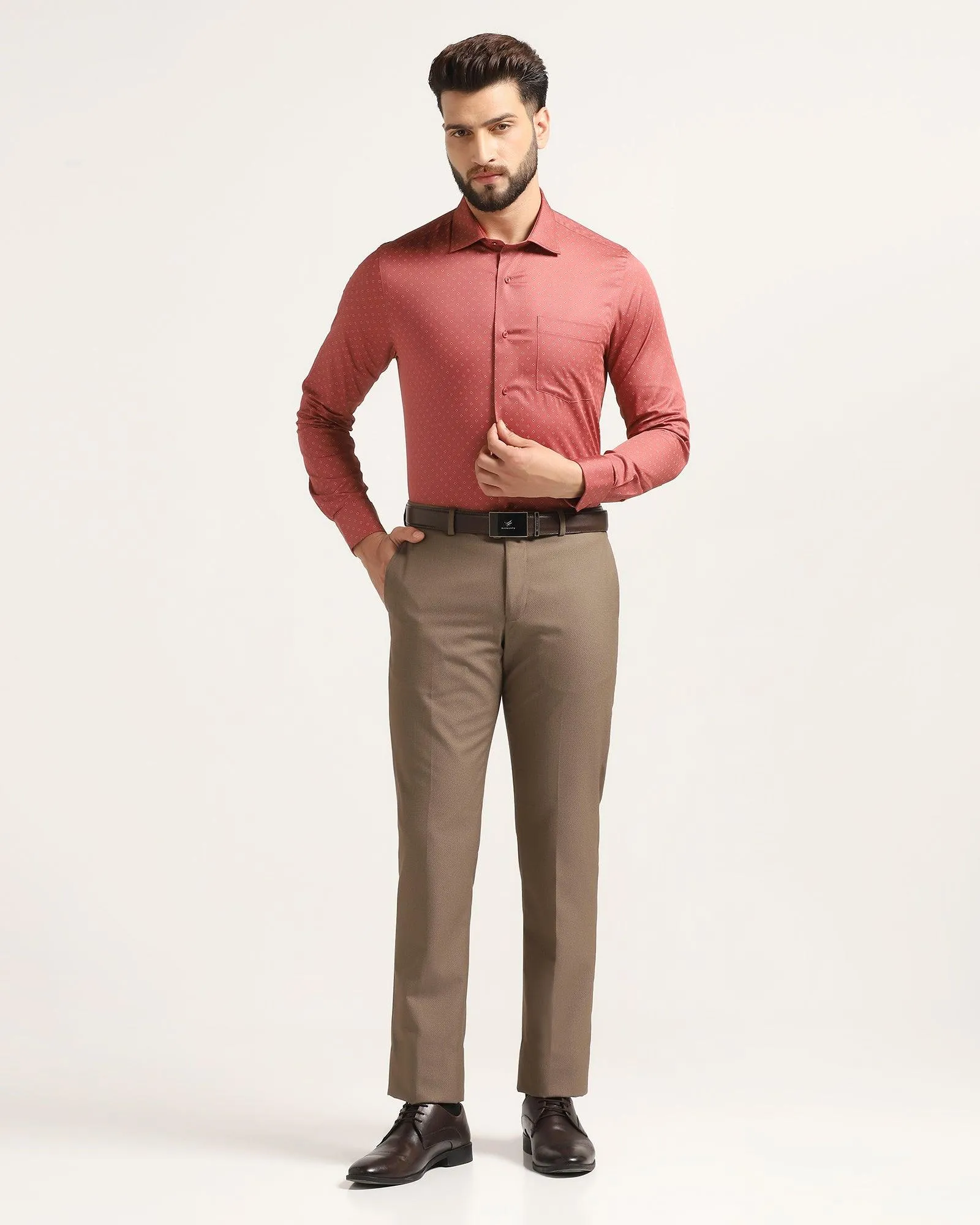 Slim Comfort B-95 Formal Brown Textured Trouser - Lee