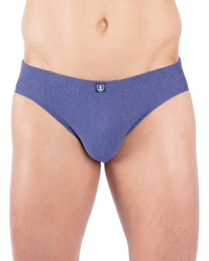 Slip Taille Basse Motif Jacquard Bleu avec Ceinture Enrobée - Modèle E113