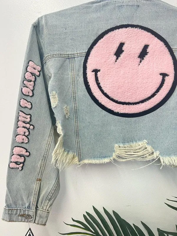 Smiley Crop Denim Jacket