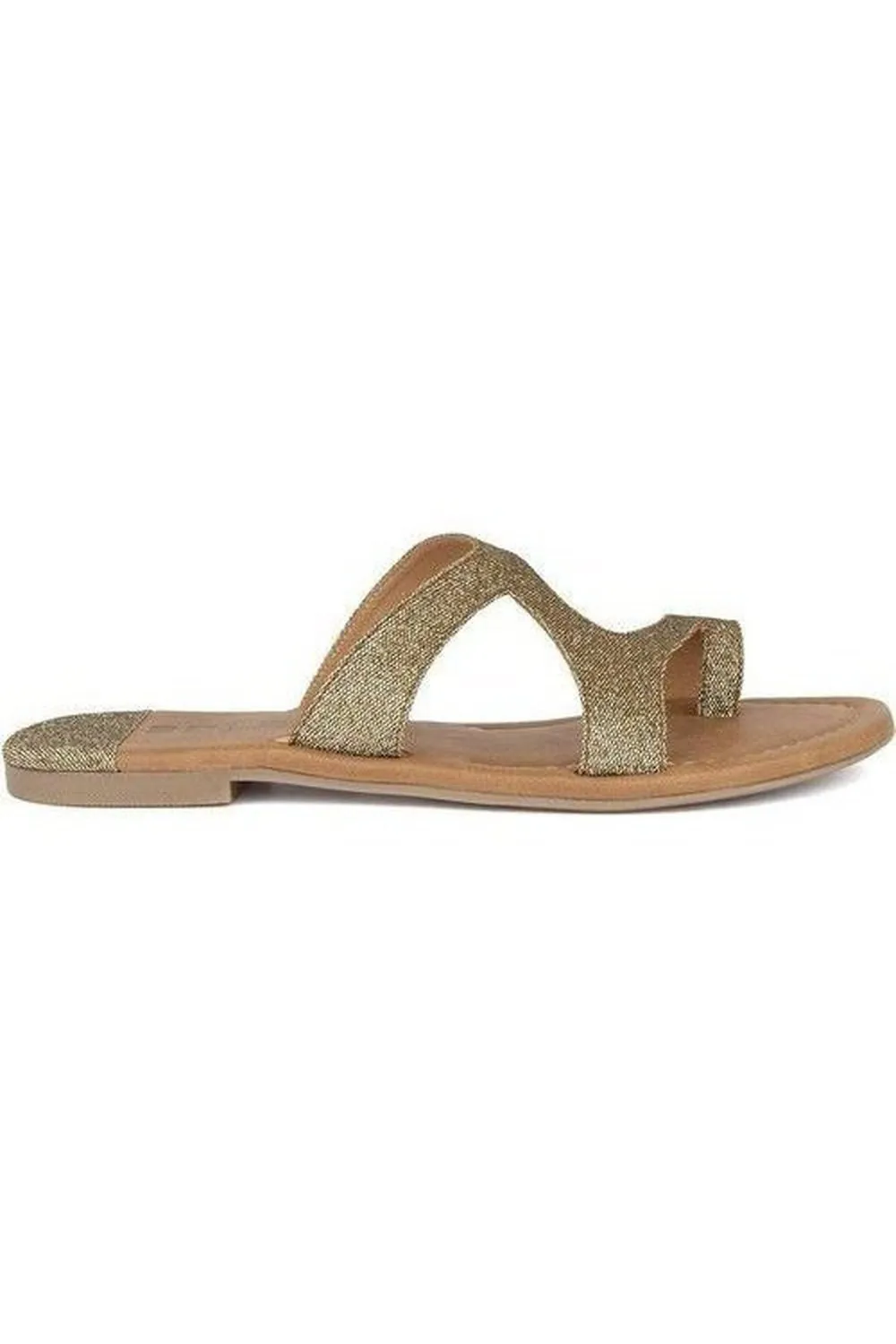 SOLES Party-Ready Champagne Laser Cut Flat Sandals