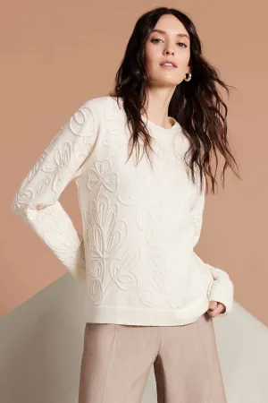 SOUTACHE EMBROIDERED LS TOP