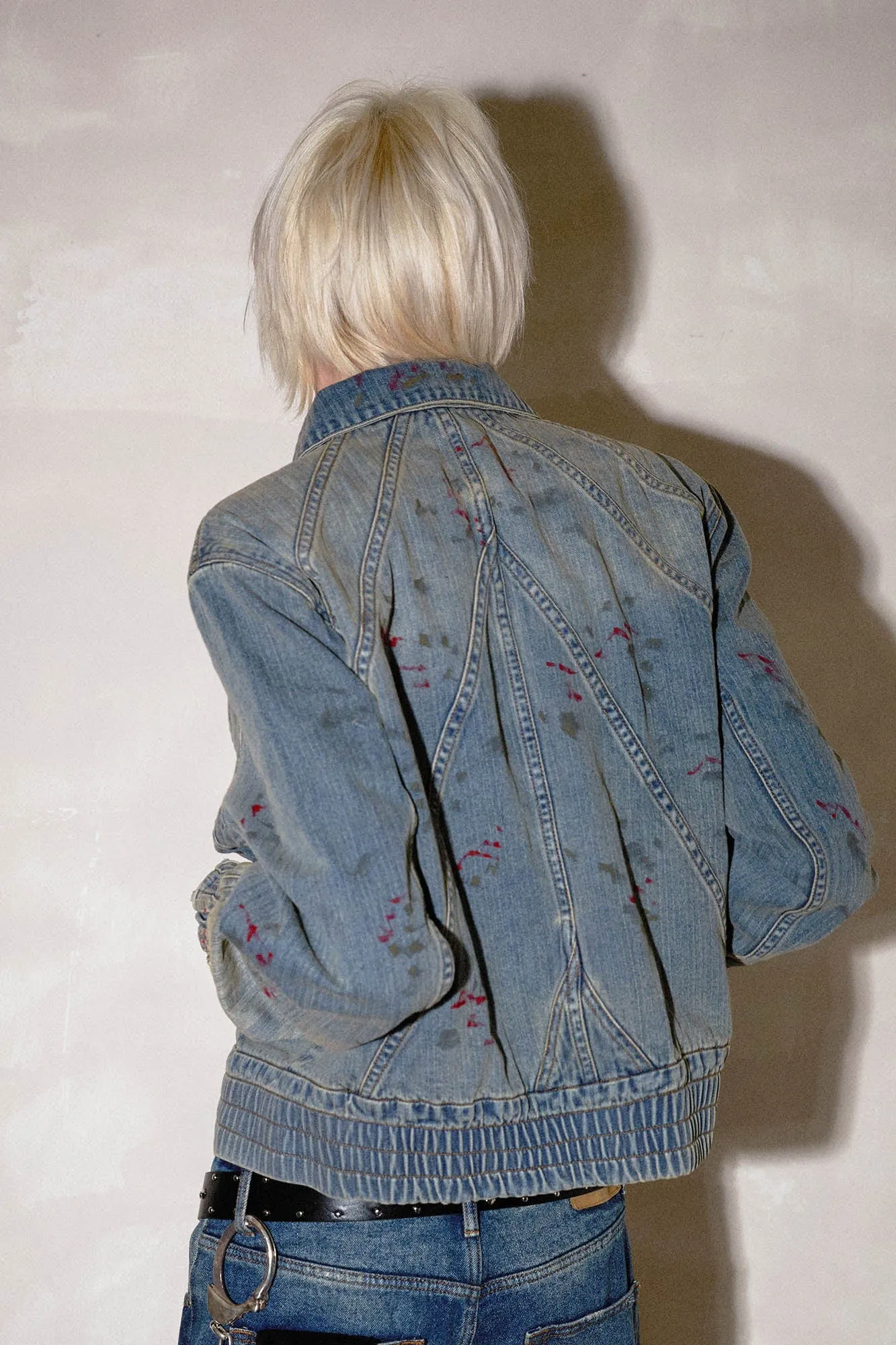 Splatter Paint Denim Bomber