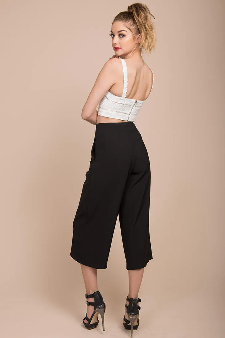 Stark High Waistline Gaucho Pants Black