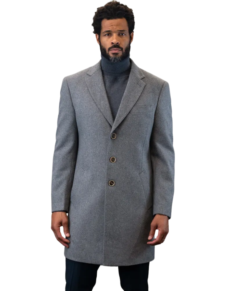 Statement Gray Men's Overcoat Wool Cashmere Blend Regular-Fit