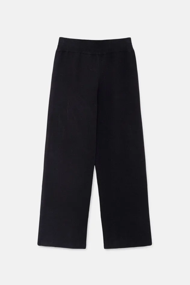 Straight long black knit pants