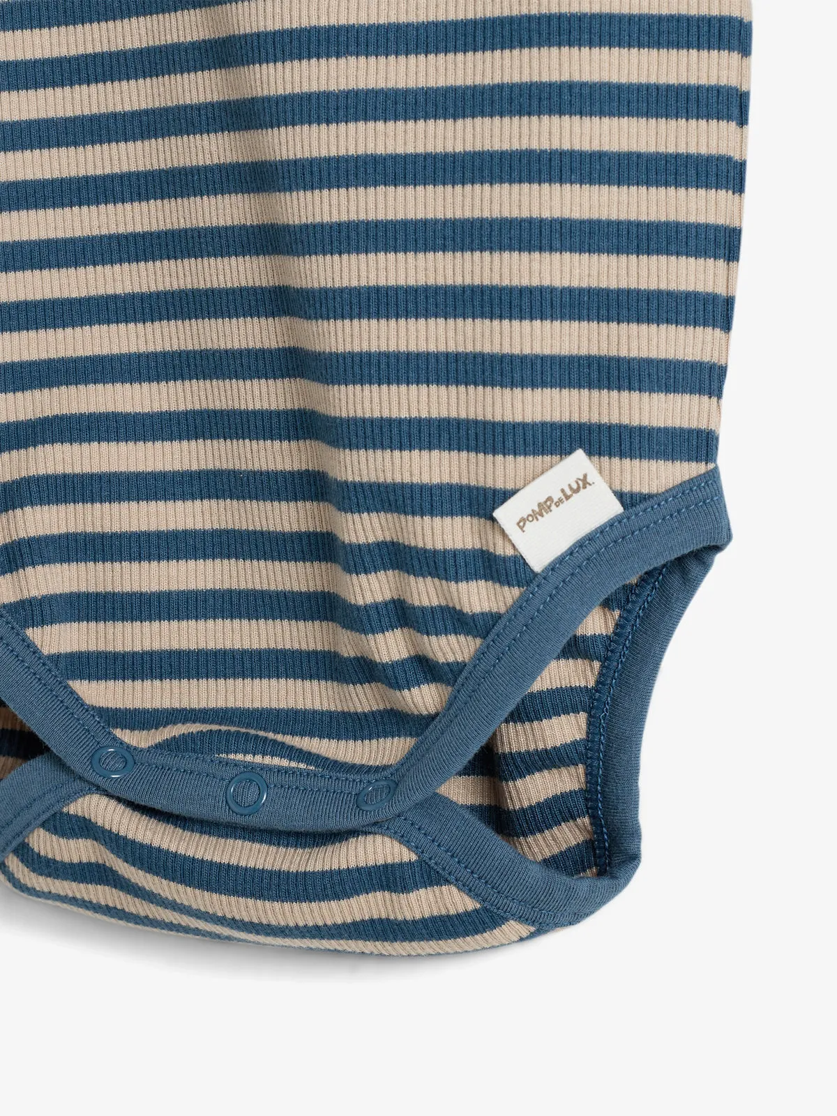 Striped Basic Rib Bodysuit - Little - Stormy Blue/Beige