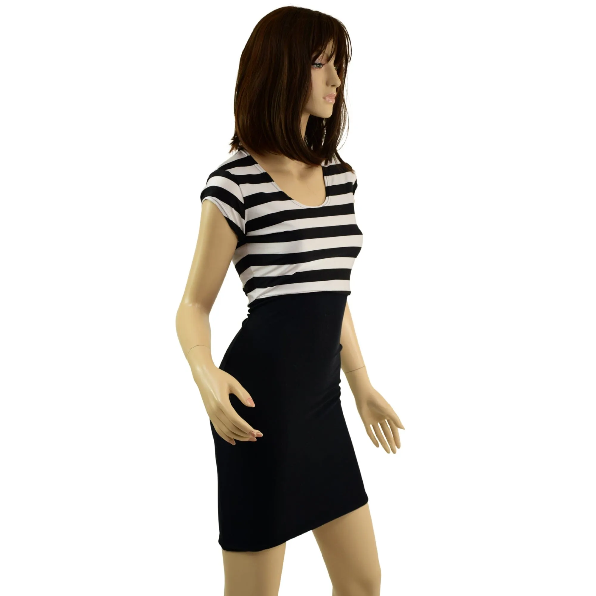 Striped Bodice Bodycon Dresss