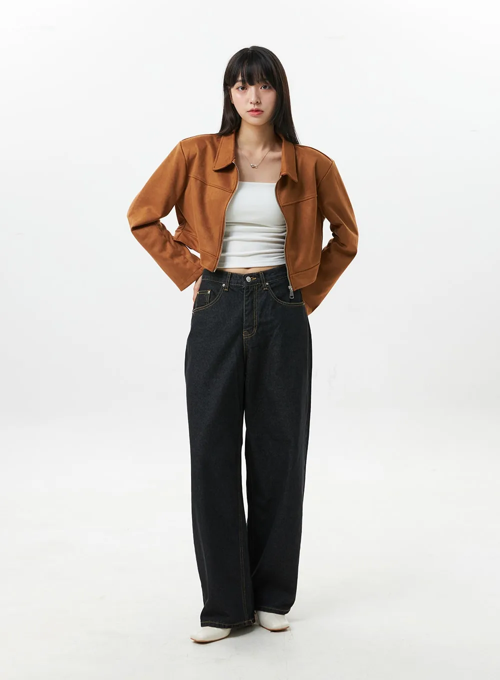 Suede Cropped Jacket OS309