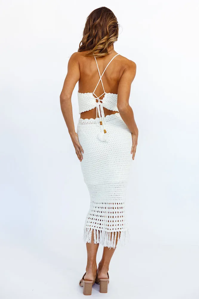 Sunset Is Yours Midi Skirt White