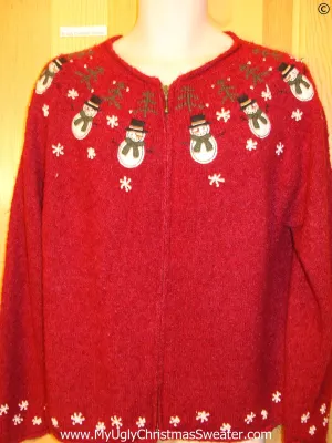 Tacky Red 2sided Snowmen Christmas Sweater