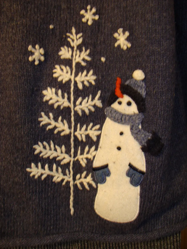 Tacky Ugly Christmas Sweater with Snowmen in a Winter Wonderland (f489)