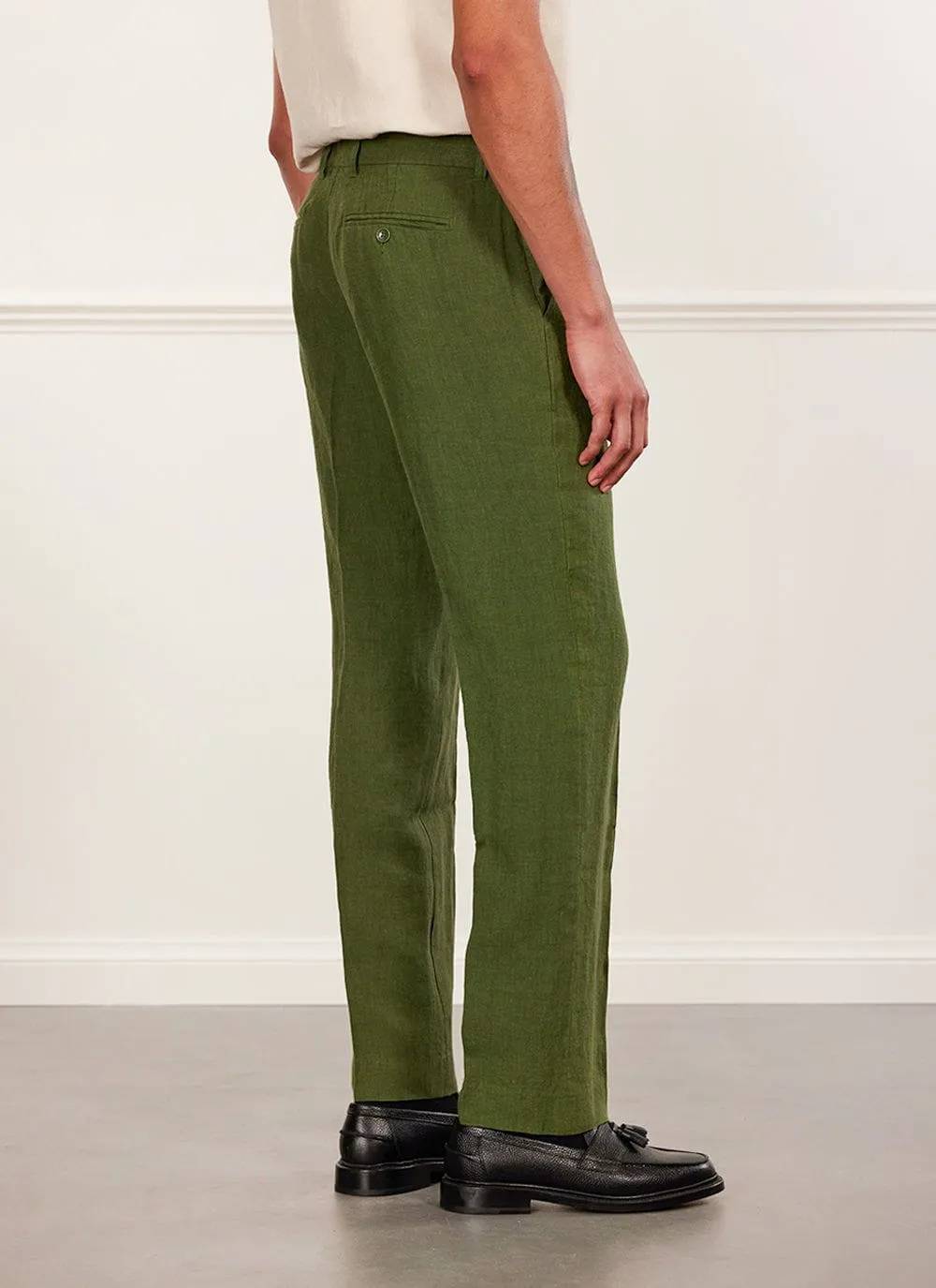 Tailored Linen Trousers | Forest