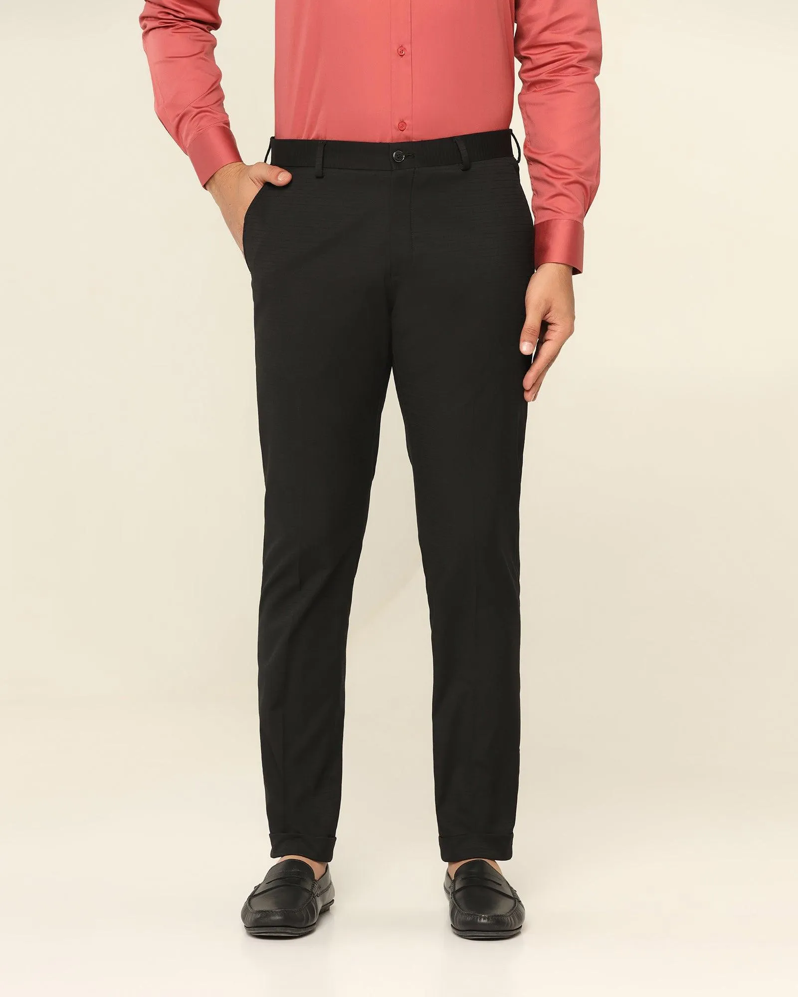 TechPro Super Slim Phoenix Formal Black Striped Trouser - Tofort