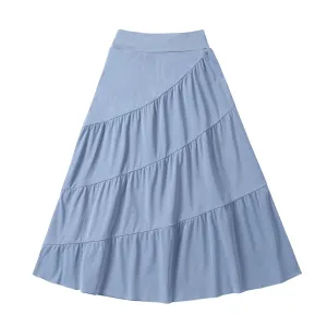 Teens Dusty Blue Diagonal Tiered Skirt