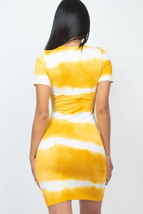 Tie-dye Print Bodycon Dress (CAPELLA)