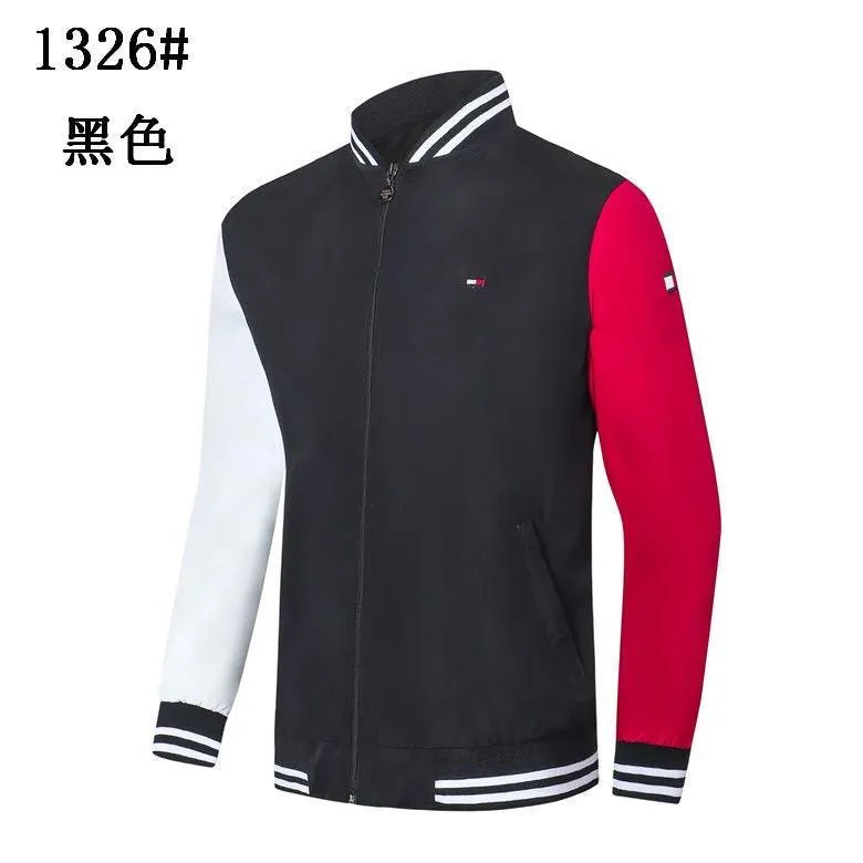 Tommy Hilfiger Top Jacket with White And Blue Straps Collar-Black