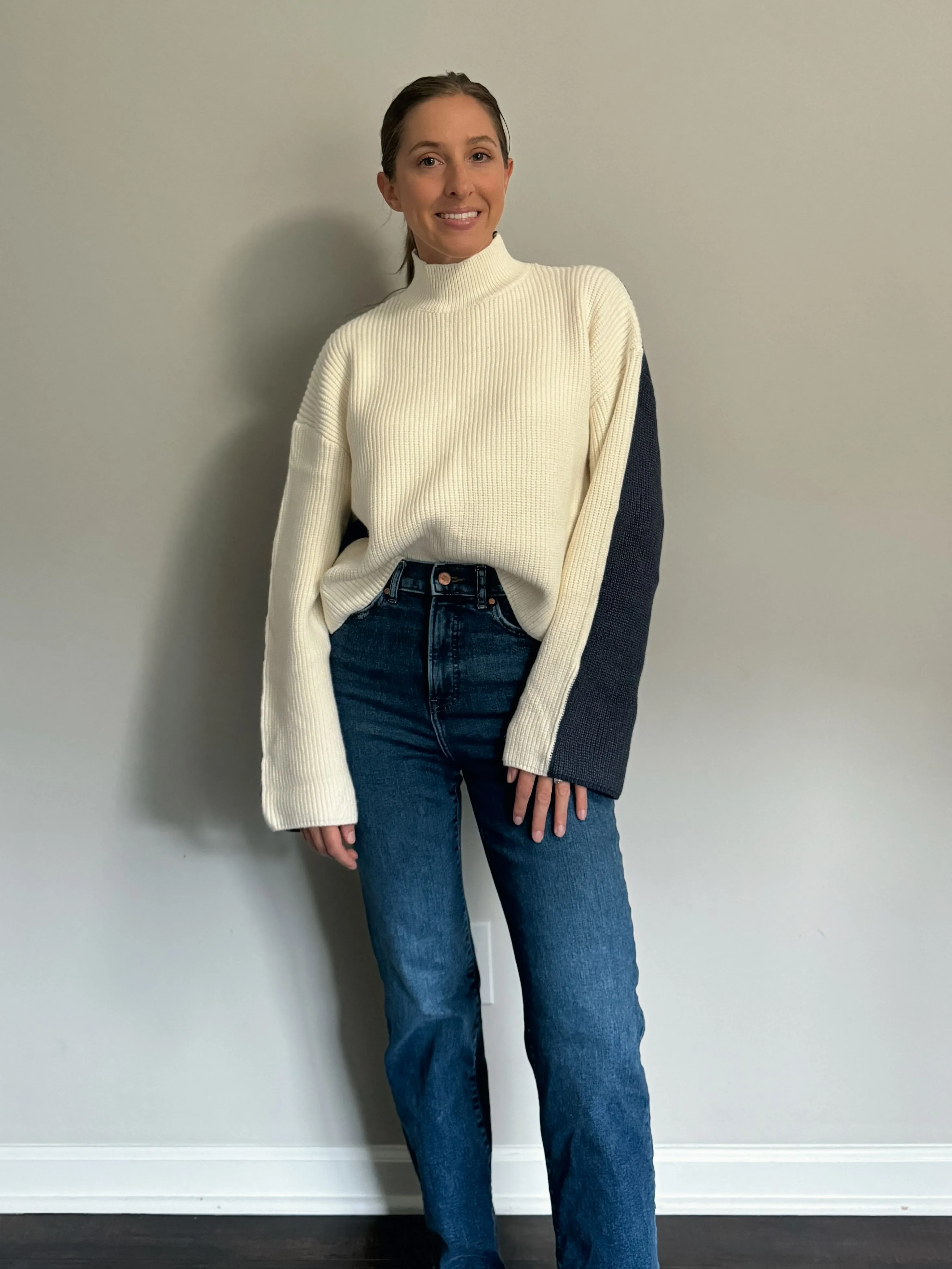 Two-Toned Turtleneck Sweater