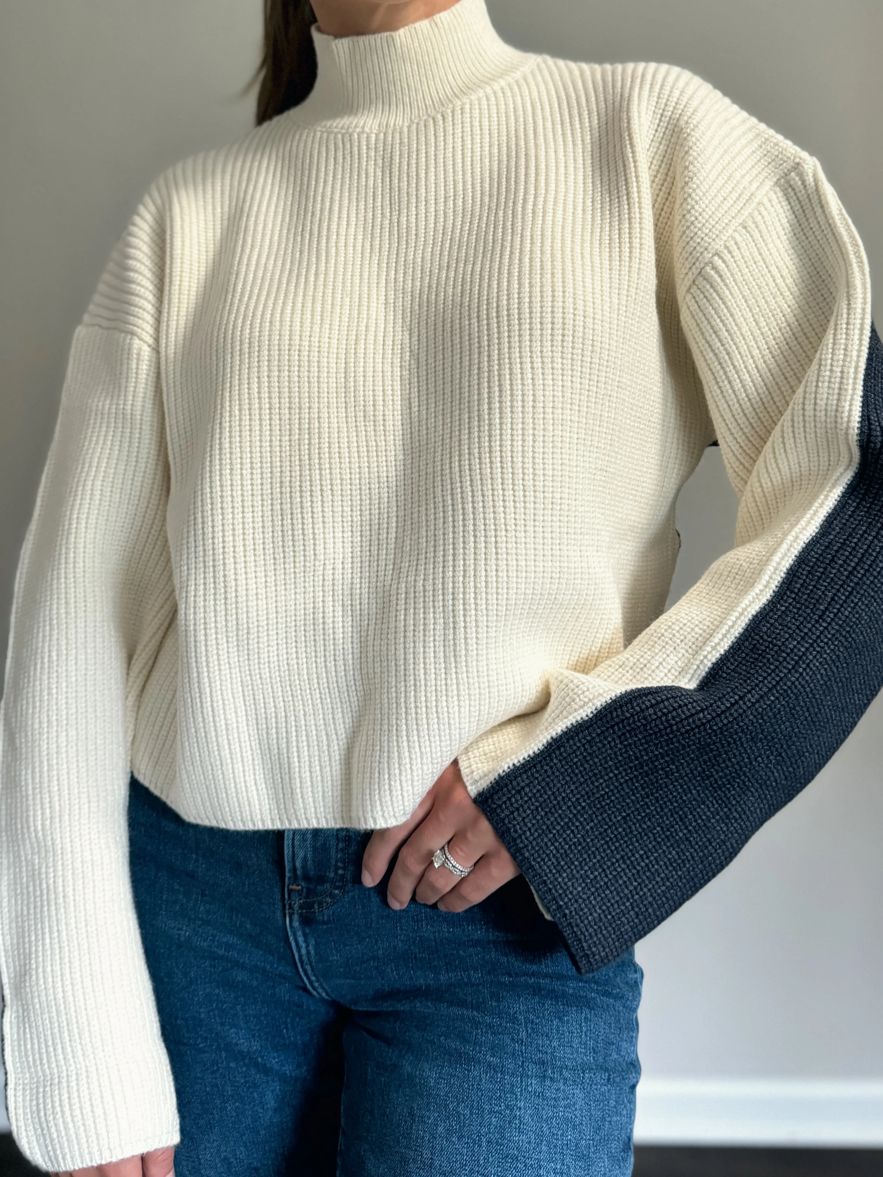 Two-Toned Turtleneck Sweater