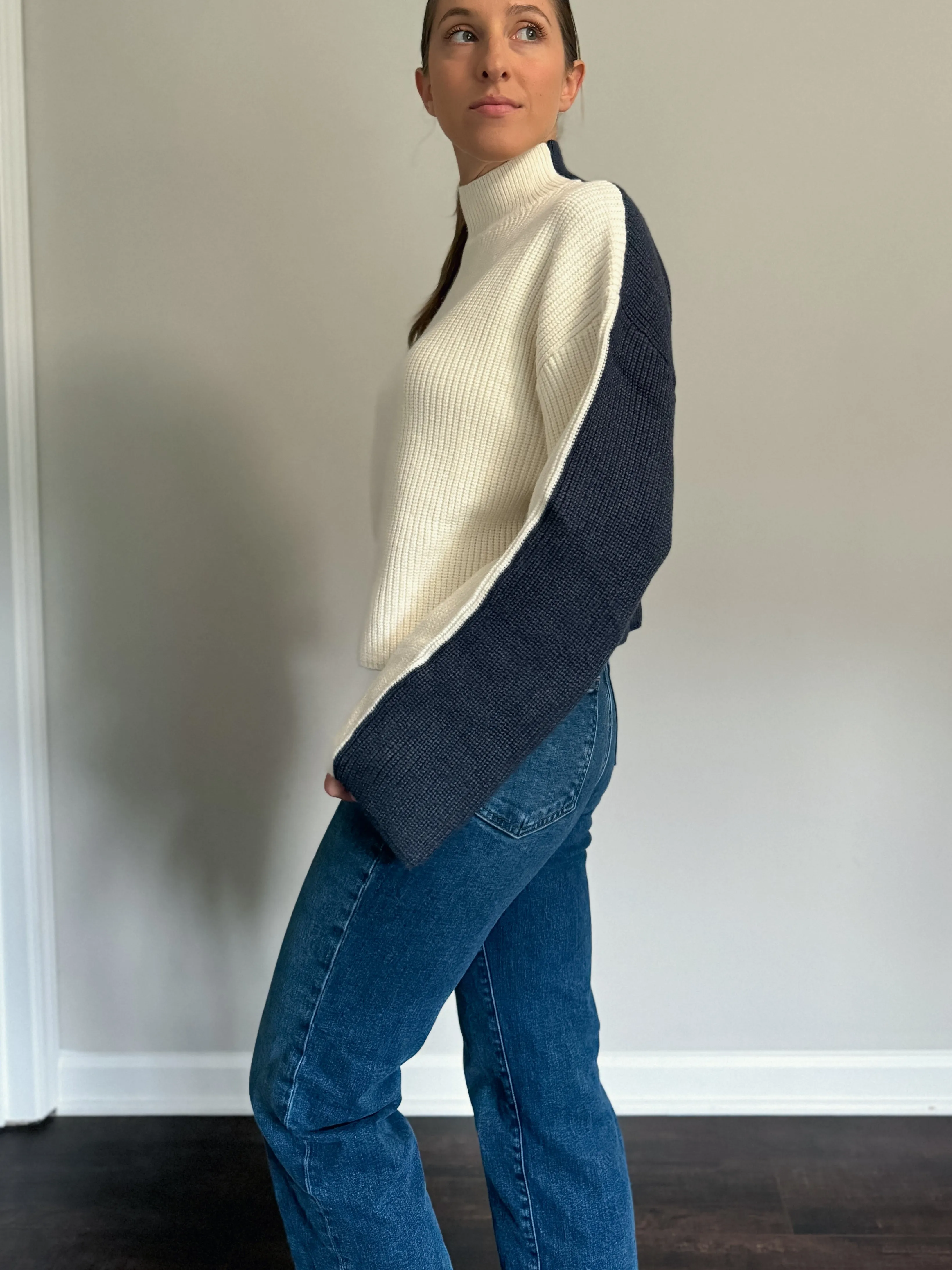 Two-Toned Turtleneck Sweater