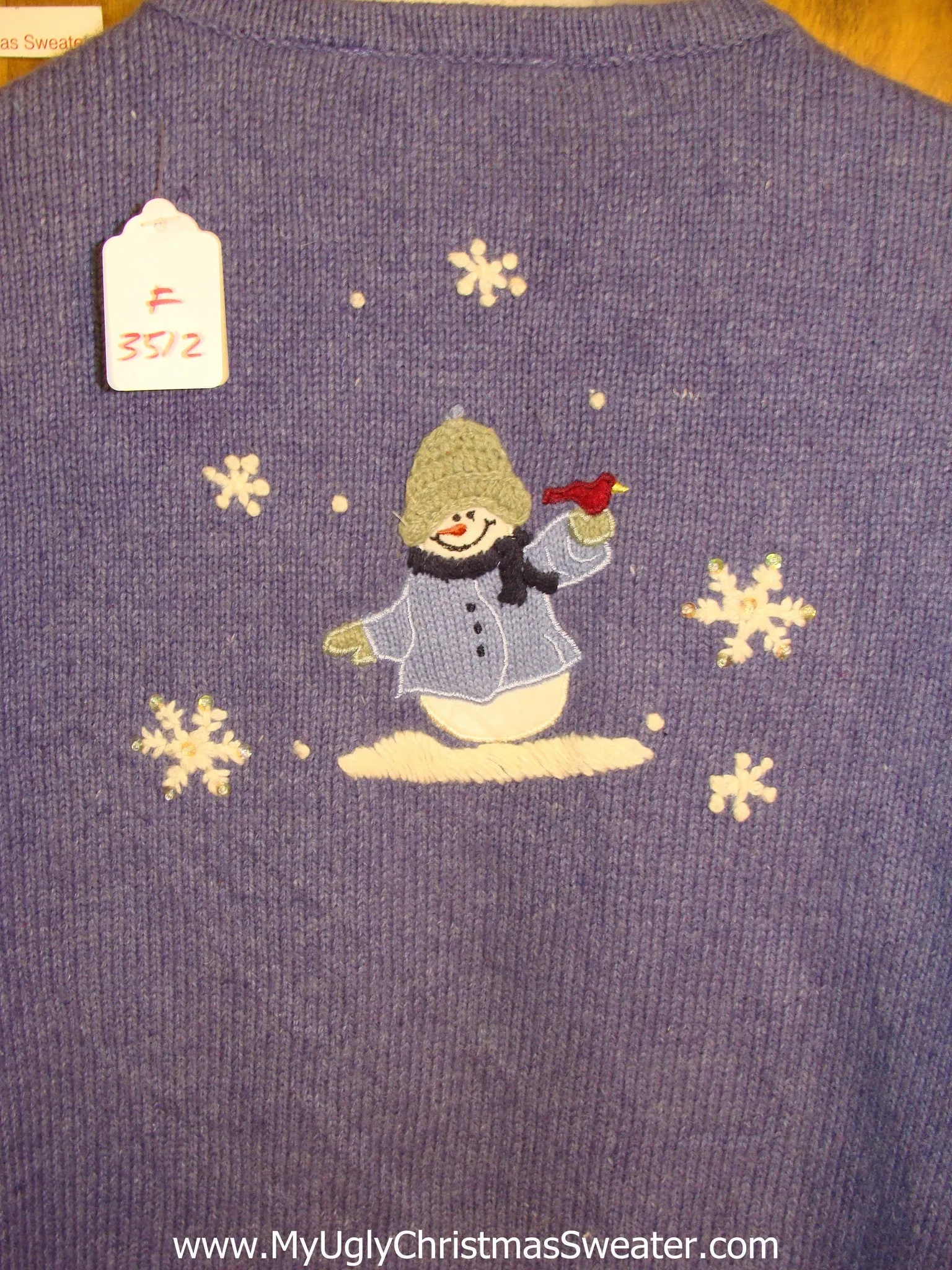 Ugly Blue 2sided Christmas Sweater Cardigan with Snowmen