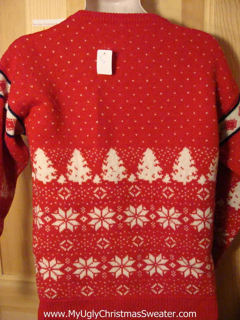 Ugly Christmas Sweater Party Vintage Reindeer Sweater with Design on Front & Back (v16)