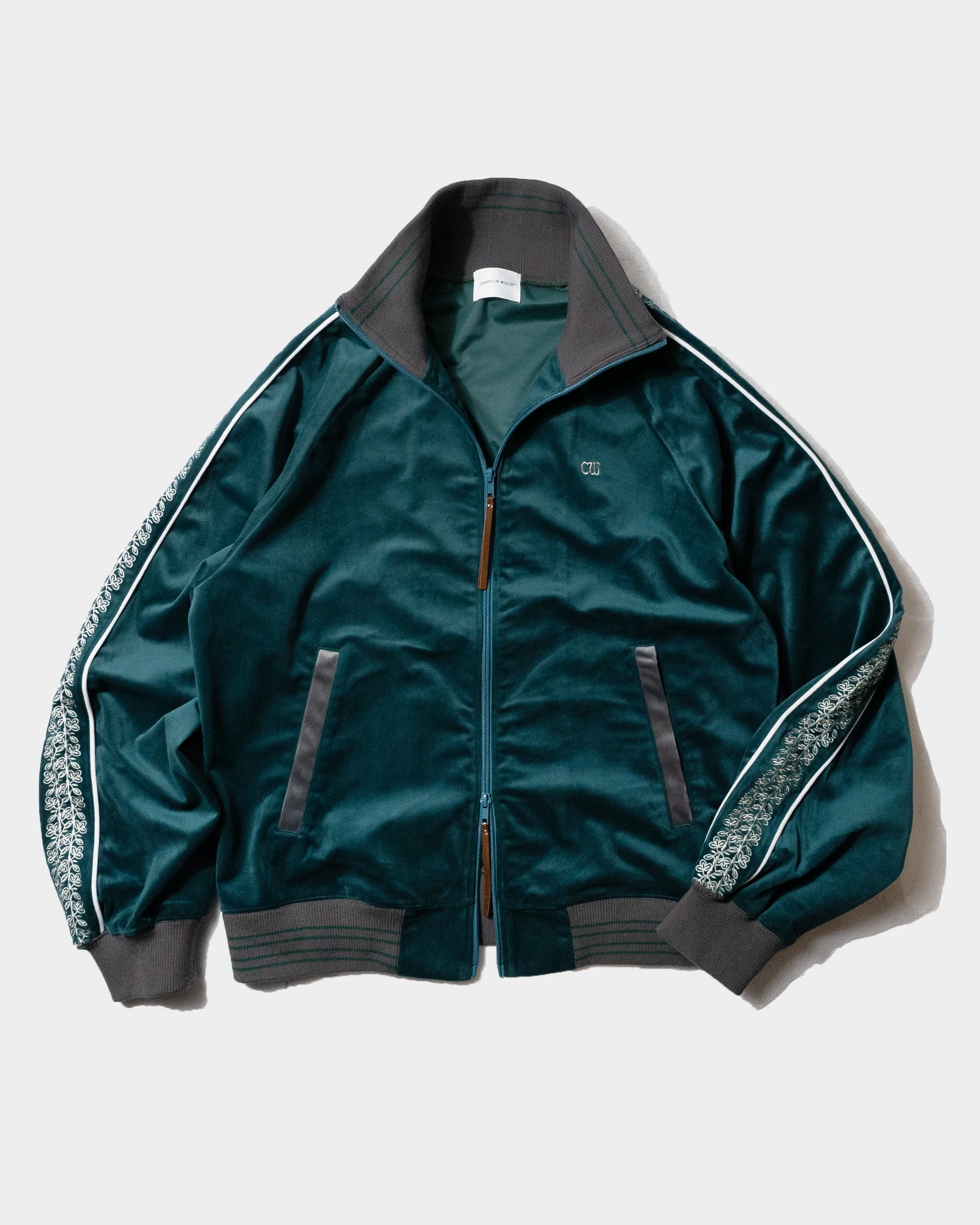 velvet flower embroidery line track jacket