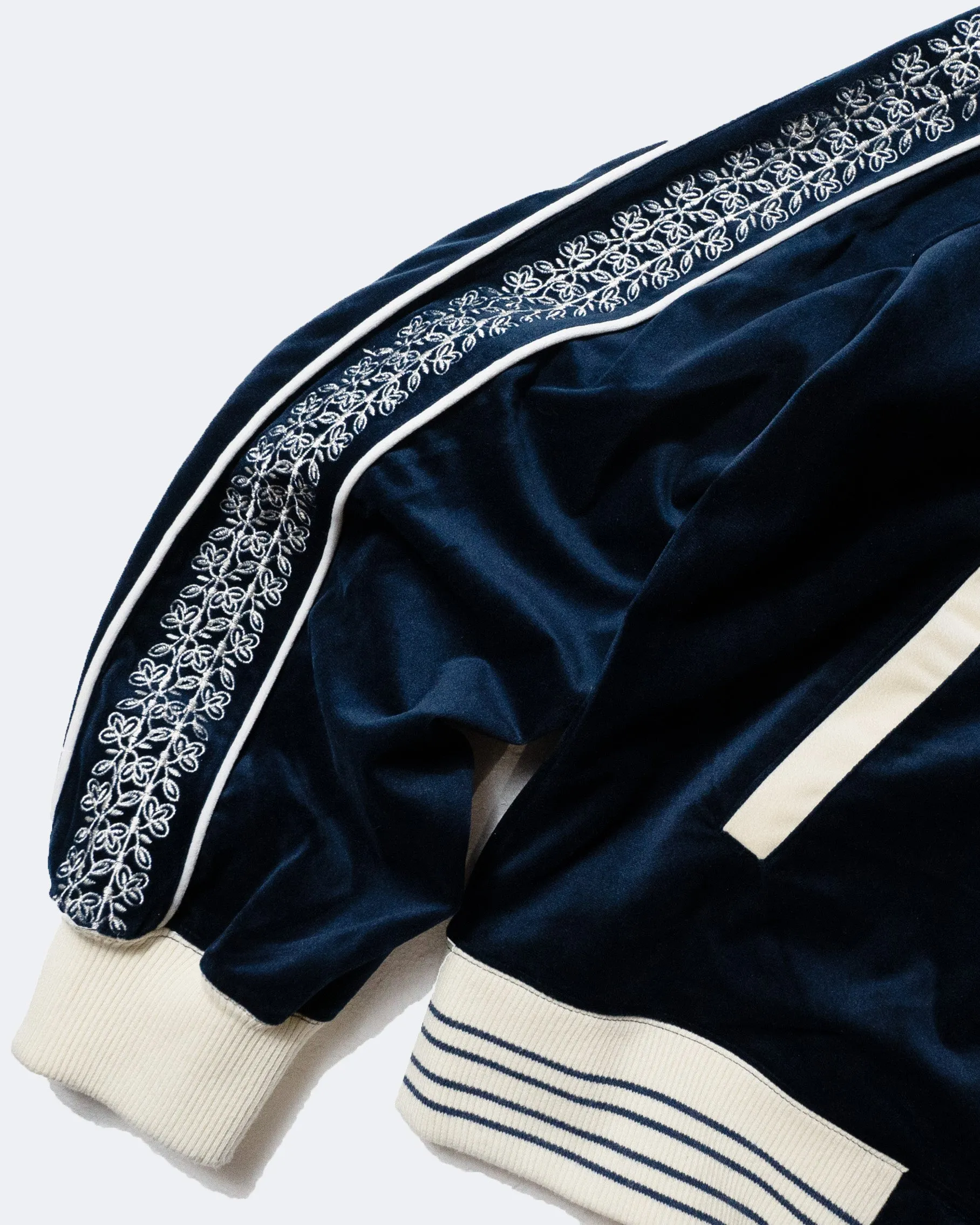 velvet flower embroidery line track jacket