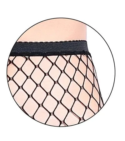 VenusFox Women high waist knitting grid mesh pantyhose fishnet stocking