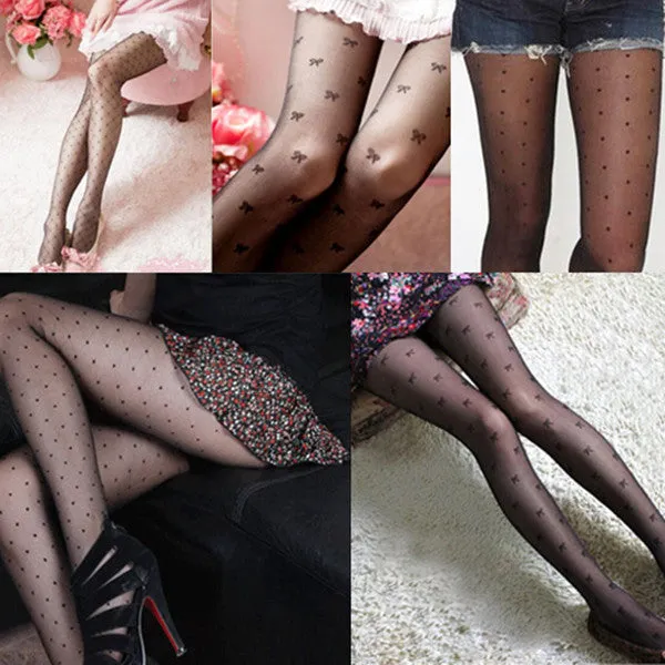 VenusFox Women Sexy Nylon Mesh Print Seamless Pantyhose Fishnet Stockings