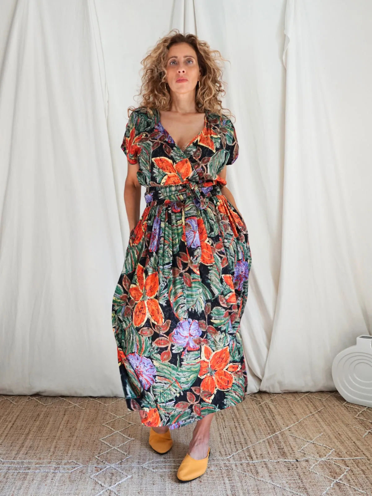 Vintage Floral Wrap Dress