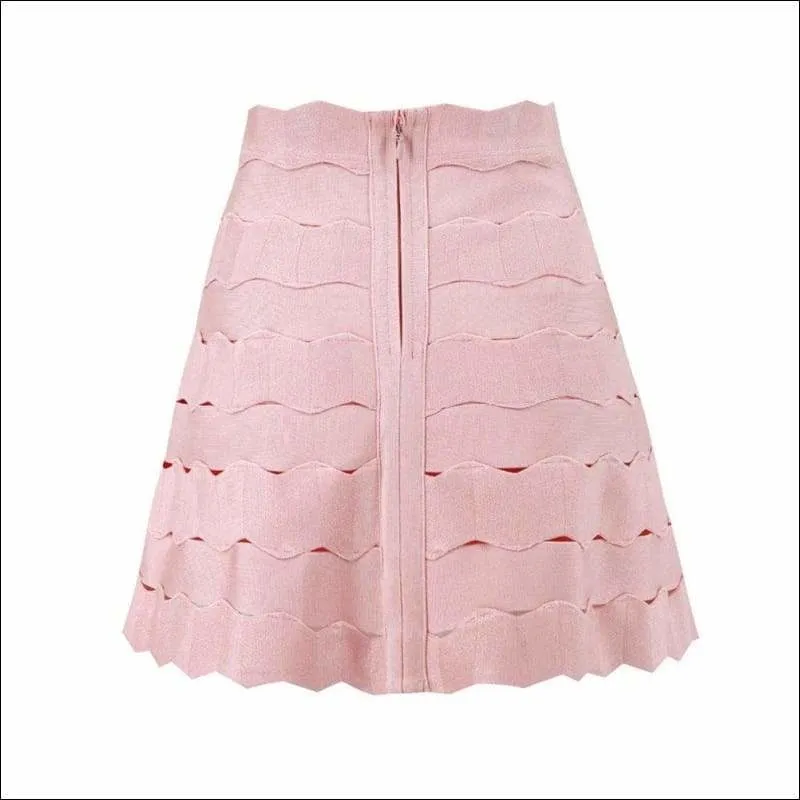 Winnal Jacquard Waved Hollow Out A-Line Pencil Skirts Umbrella Skirt Short