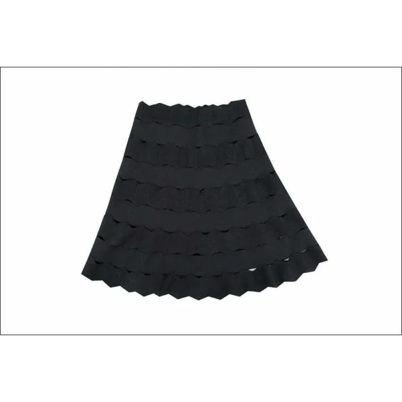 Winnal Jacquard Waved Hollow Out A-Line Pencil Skirts Umbrella Skirt Short