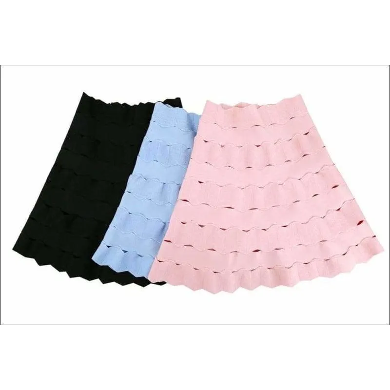 Winnal Jacquard Waved Hollow Out A-Line Pencil Skirts Umbrella Skirt Short