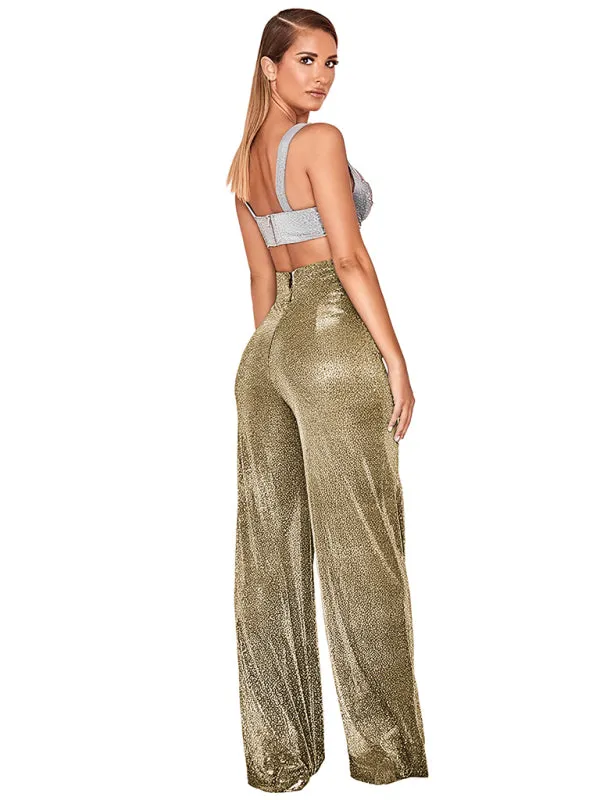 Women's Wide Leg Shimmering Party Trousers