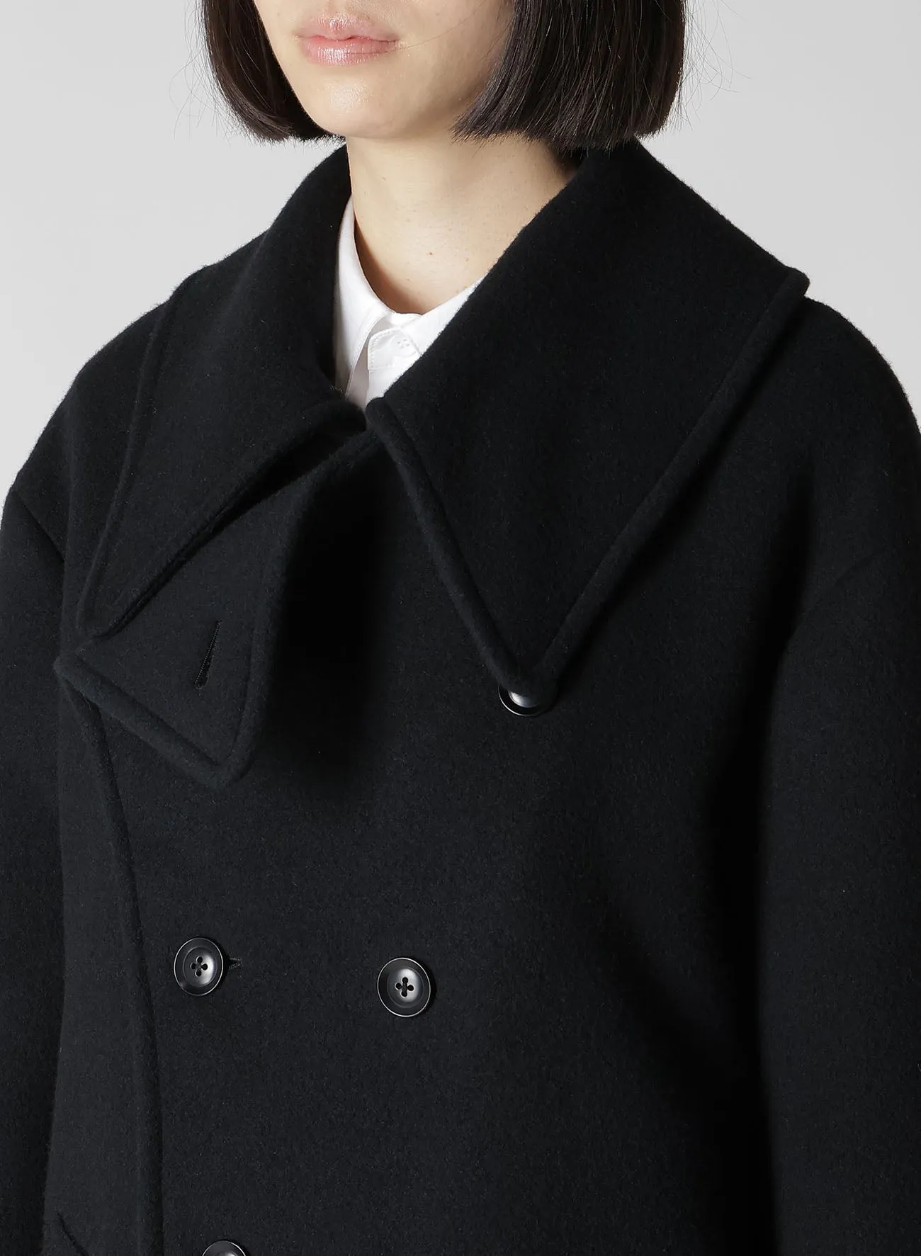 WOOL DOUBLE MOSSER SHORT COAT