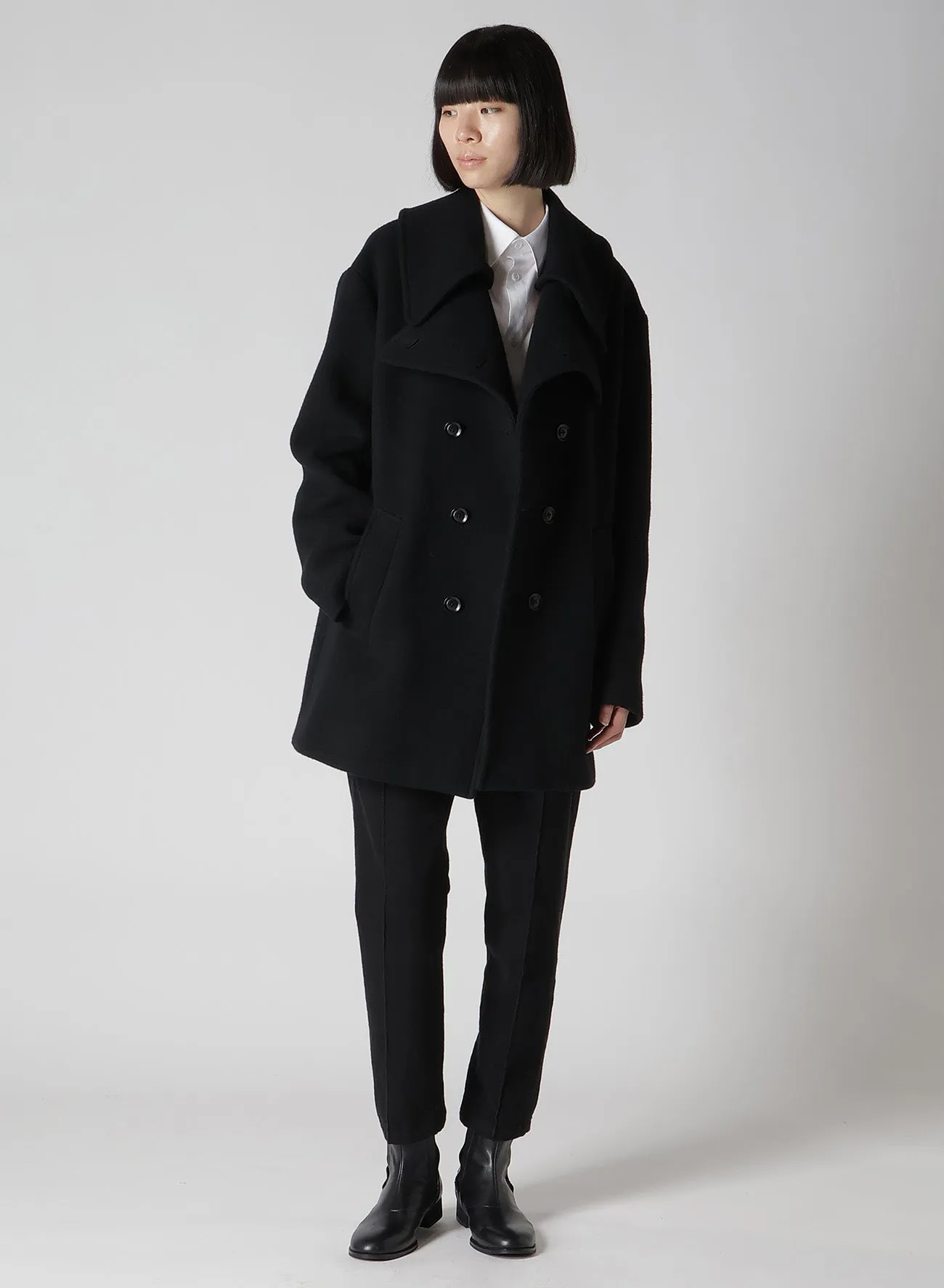 WOOL DOUBLE MOSSER SHORT COAT